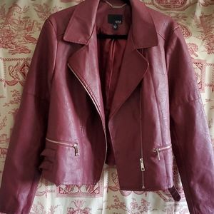 Ana Maroon Faux Leather Jacket